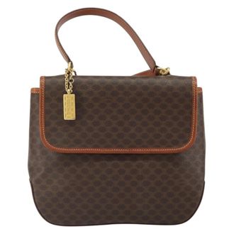 Celine Vintage Macadam Handbag Canvas And Leather Brown Canvas Handbag (Pre-Owned)
