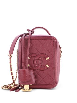 Chanel Filigree Vertical Vanity Case Quilted Caviar crossbody bag - women - Calf Leather - One Size - Red