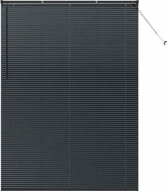 vidaXL Window Blind with Curtains Manual Black Aluminium Vidaxl