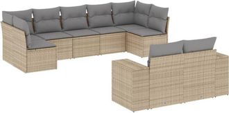 vidaXL Set De Sof&aacute;s De Jard&iacute;n 9 Pzas Con Cojines Rat&aacute;n Sint&eacute;tico Beige Vidaxl