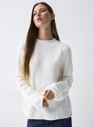 Twik Womens Rolled hem bouclé knit sweater