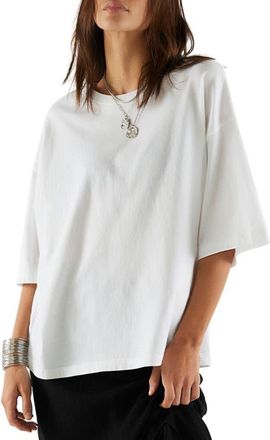 Free People WTF Perfect Oversize Cotton T-Shirt in White at Nordstrom, Size X-Large