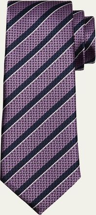 Ermenegildo Zegna Mens Striped Geo Jacquard Tie
