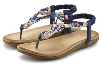 Lascana Zehentrenner LASCANA, Damen, Gr. 41, blau, Obermaterial: 100% Baumwolle. Decksohle: 100% Textilmaterial. Laufsohle: 100% Synthetik, mehrfarbig, Schuhe