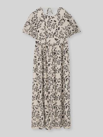 Tom Tailor Denim Figurumspielendes Midikleid aus Viskose-Leinen-Mix in Beige, Gr&ouml;&szlig;e XS