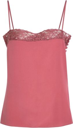 Chloé Lace-trimmed Silk Crepe de Chine top - Mauve - 36 (UK8 / S)