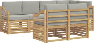 vidaXL Conjunto De Sof&aacute;s De Exterior 7 Uds. Blanco Y Gris Claro Vidaxl