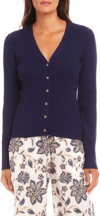 Karen Kane Rib Cardigan in Navy at Nordstrom, Size Large