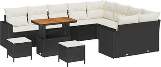 vidaXL Vidaxl - Conjunto De Sof&aacute; De Jard&iacute;n 12 Pcs Negro Y Crema 90 X 55 X 71 Cm