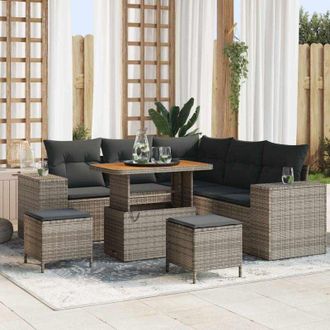 vidaXL Vidaxl - Conjunto De Sof&aacute; De Jard&iacute;n Con Coj&iacute;n 8 Pcs Gris 90 X 55 X 71 Cm