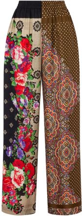 Moschino Wide-Leg Silk And Nylon Patchwork Trousers