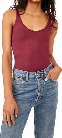 Free People Xyz Recycled Bodysuit In Plumwine
