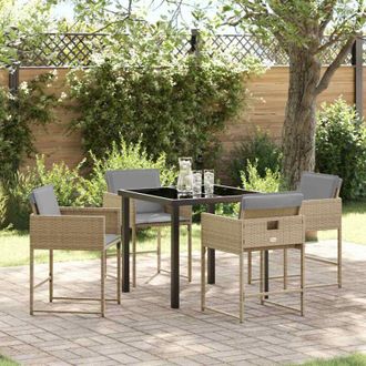 vidaXL Conjunto De Comedor De Jard&iacute;n Con Coj&iacute;n 5 Pcs Beige Polirat&aacute;n Vidaxl