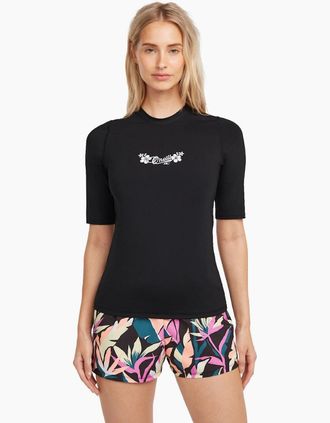 O'Neill Womens ONeill Womens Skins Short Sleeve Rash Vest - Black - Size: 18/16