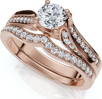 Pompeii3 1Ct Engagement Wedding Ring Set 14k Gold or Platinum Lab Grown