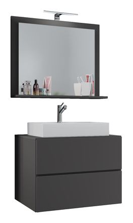 ebuy24 Ebuy24 - Vcm 3 Pcs Lavabo Lavabo Gabinete Inferior Ancho 60 Cm Muebles De Ba&ntilde;o Con Cajones Espejo Lendas (antracita)