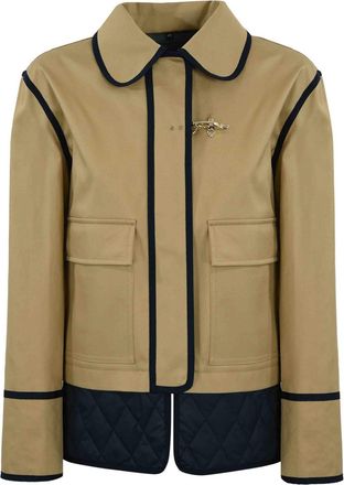 Fay Stretch Gabardine Pea Coat With Hook