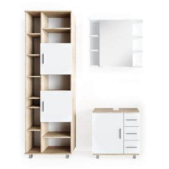 Vicco Conjunto De Muebles De Ba&ntilde;o Ilias, Sonoma, 3 Partes, Con Mueble Alto