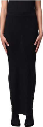 Rick Owens Rokken, Dames, Zwart, L, Geribbelde Gebreide Maxi Rok