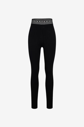 Alaia Strick-Leggings mit Lochstrick-Taille Vienne