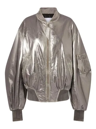 The Attico Womens Mirrored Leather Bomber Jacket - Runway