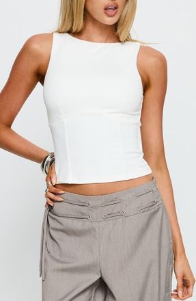 Princess Polly Georgetta Fitted Crop Tank in Brown at Nordstrom, Size 12
