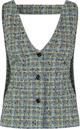 Stine Goya Geruite Mouwloze Vest - Dames - Gillet - Veelkleurig - M - Polyester - Kostuums