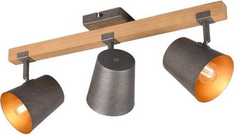 Trio Foco 3 Focos Regulable Madera Y Metal N&iacute;quel Campana Iluminaci&oacute;n
