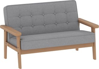 OEM Sof&aacute; Para Ni&ntilde;os De 2 Plazas Sill&oacute;n Infantil De Felpa Suave Estructura De Madera Para Ni&ntilde;os De +3 A&ntilde;os Gris