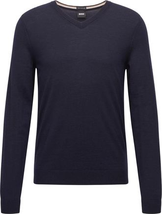 HUGO BOSS Hugo Boss-Pull - Heren - V-hals truien - Blauw - 2XL - Truien & Vesten
