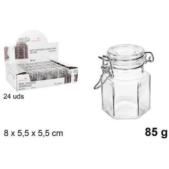 Trade Shop Trade Shop Traesio - Set 24 Pezzi Barattolo Esagonale Vasetto Con Tappo Porta Spezie Vetro 85g 100829