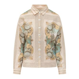 Farm Rio FARM Rio, Shirts, female, Multicolor, Size: L Classic Collar Printed Shirt