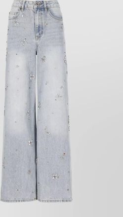 Self Portrait wide-leg jeans featuring strass embellishments