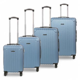 Infinity Leather Harde kofferset met 8 wielen en blauwe ABS-kunststof koffers