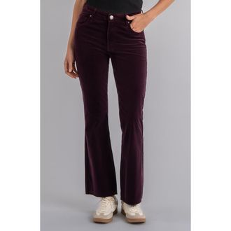Kut from the Kloth Kelsey Fab Ab High Waist Raw Hem Ankle Kick Flare Corduroy Pants in Eggplant at Nordstrom Rack, Size 12