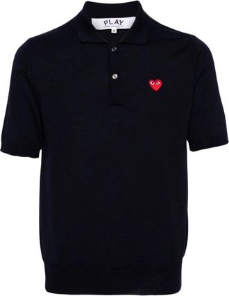 Comme Des Gar&ccedil;ons Red Heart Polo Sweater - Heren - Polos - Blauw - XL - Wol - Tops