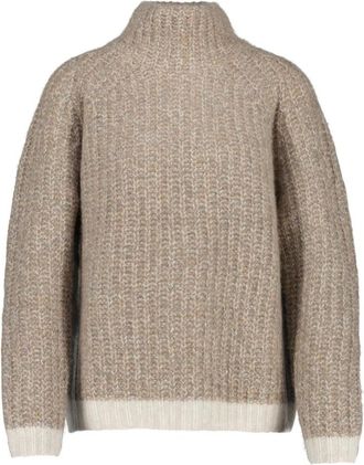 Hemisphere Cashmere en katoenen coltrui - Dames - Truien - Bruin - Maat: M Katoen