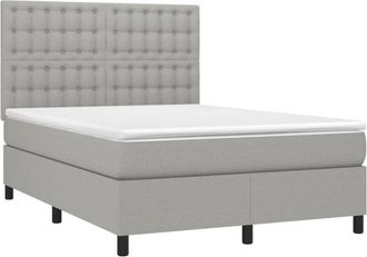 vidaXL Vidaxl - Cama Box Spring Con Colch&oacute;n Tela Gris Claro 140x190 Cm