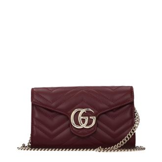 Gucci Marmont Pochette Damess Leer Rood/Bordeaux