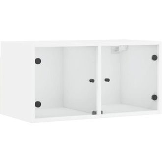 vidaXL Vidaxl - Mueble De Pared Con Puertas De Vidrio Blanco 68,5x37x35 Cm