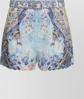 Camilla hemline shorts with floral pattern and belt