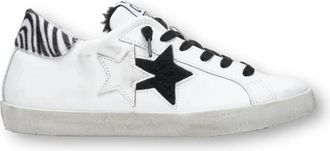 2Star Sneakers Trendy - Blauw - Dames - Sneakers - Wit - 35 EU - Leer - Schoenen