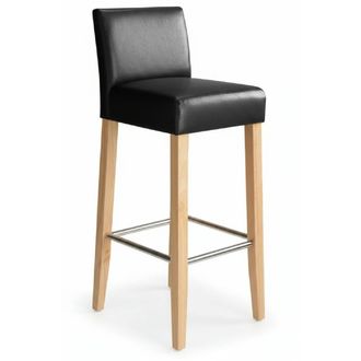 Netfurniture Stenory Black Padded Kitchen Breakfast Bar Stool Wooden Frame & Legs