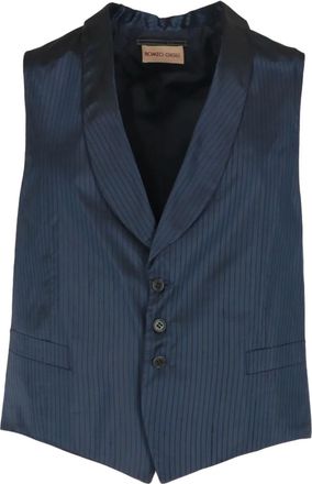 Romeo Gigli Gilet monopetto a righe anni 90 - Blu