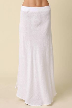 Olivaceous Nadia Linen Maxi Skirt In White