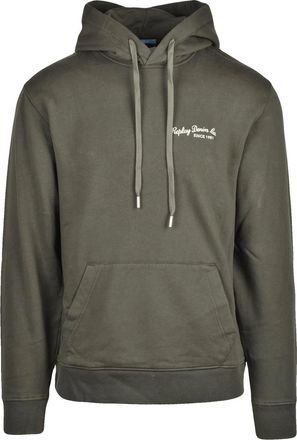 Replay Military Green Drawstring Kangaroo Pocket Cotton Hoodie