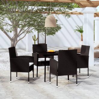 vidaXL Juego De Comedor Para Jard&iacute;n 5 Piezas Negro Vidaxl