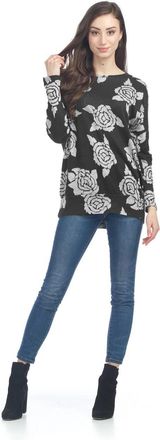 Papillon Floral Oversized Banded Bottom Sweatshirt In Black