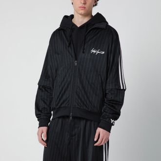 Yohji Yamamoto Black convertible sweatshirt with pinstripe pattern
