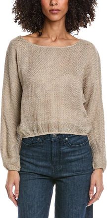 Leset Stella Long Sleeve Blouson Linen-Blend Top